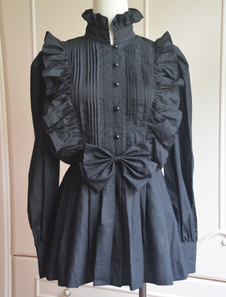 Toussaint Cospaly Costume en coton Lolita Blouse manches longues stand collier volants Bow