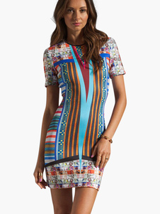 Robe bodycon multicolore impression