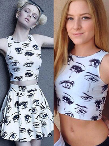 Top cropped blanc impression cropped