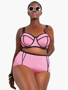 Maillot de bain 2 pièces sexy bicolore bretelles