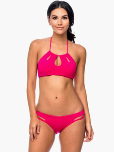 Bikini Costume sexy rose creusé pour femme