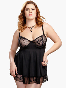 Nuisette noire dentelle creusé