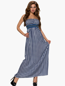 Robe longue imprimé dents de chien bustier