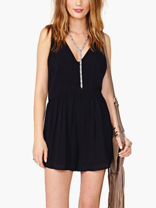 Barboteuse coton mélange élégant de la femme de noir