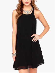 Robe d'été noire unicolore creusé