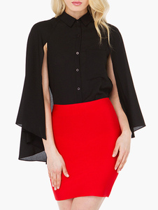 Black propager haut cou manches moitié féminin