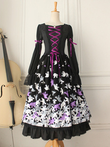 Gothic Black noués à une pièce de coton Lolita