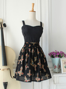 Organza de dentelle noir Gothique Lolita Jumper Skirt