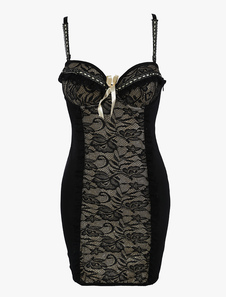 Chemise de nuit or avec noeud noeud papillion