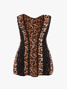 Pyjama bretelle en velours motif léopard