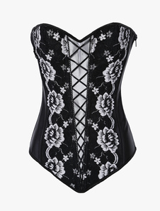 Corset sein couvrant gris foncé fleuri dentelle