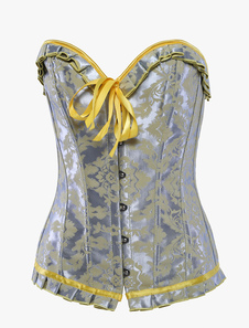 Corset sein couvrant vert jaune jacquard dentelle