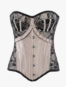 Corset sein couvrant abricot motif pivoine dentelle