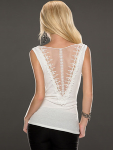 Haut de Club dentelle encolure dégagée