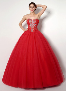 Robe princesse tulle rouge multicouche