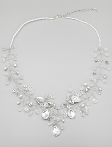 Collier de mariée rhinestone rond