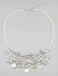 Collier de mariée rhinestone rond