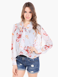 Blouse femme mode multicolore imprimé fleuri à tordu