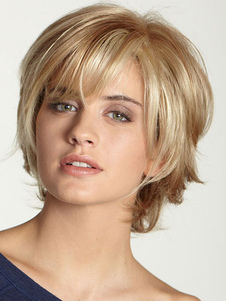 Perruque de cheveux humains pour femme couleur de lin