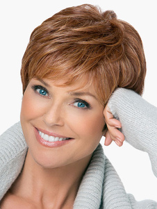 Perruque de cheveux humains de qualité pour femme havane