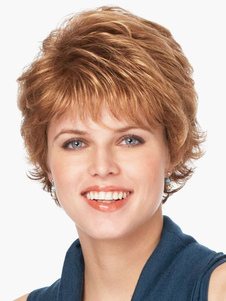 Naturelle Perruque de cheveux humains pour femme havane