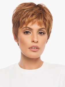 Perruque de cheveux humains pour femme havane