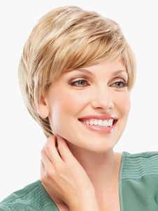 Perruque de cheveux humains pour femme blond mode