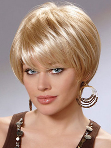 Naturelle Perruque de cheveux humains pour femme blond