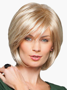 Perruque de cheveux humains pour femme blond mode