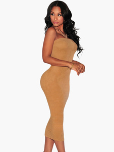 Robe de club marron foncé Bustier