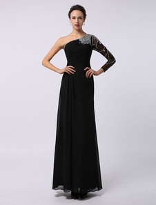 Robe de soirée noir fourreau en satin stretch