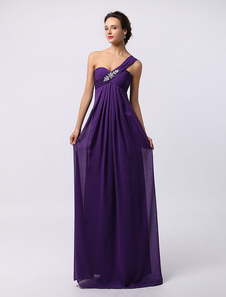 Robe de soirée mat lavande taille empire en satin