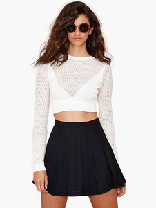 Chic femme pull mode blanc manches longues
