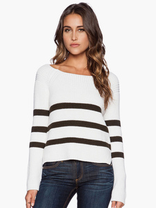 Adorable pull féminin mode blanc manches longues