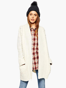 Charmant cardigan mode écru blanc