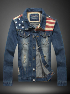 Blouson beau en denim bleu foncé multicolore