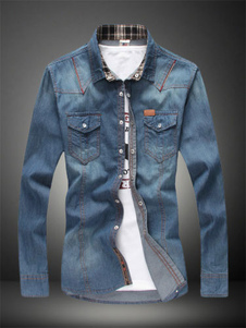 Chemise en denim unicolore manches longues