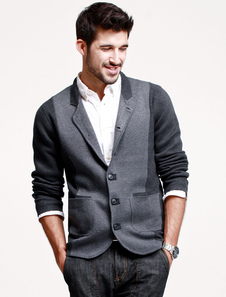 Cardigan parfait style britannique gris avec tricot bicolore