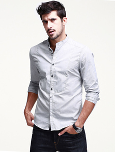 Chemise casual 100% coton gris manches longues