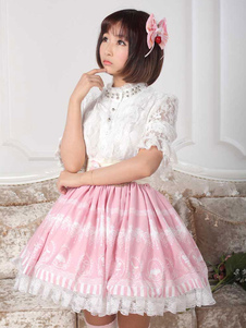 Jupe lolita parfaite rose douse dentelle