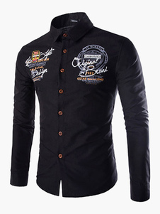 Chemise en coton imprimé lettres manches longues