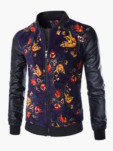 Veste homme multicolore motif rose col montant