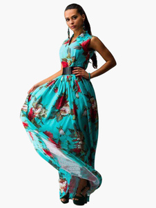 Robe longue multicolore chiffon jacquard vêtements journaliers