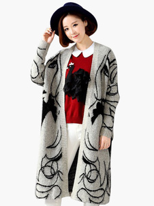 Cardigan sexy gris clair artistique manches longues