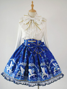 Jupe Lolita bleu séduisante foncée en polyester