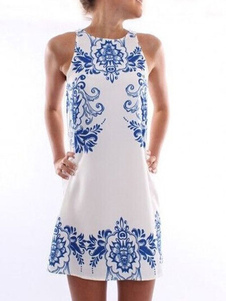 Robe d'été chiffon jacquard col rond