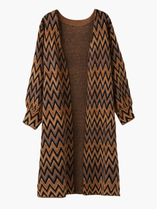 Chic cardigan casual marron manches 3/4