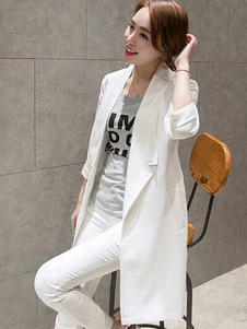 Populaire manteau coton mélangé col à revers