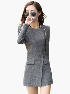 Manteau coton unicolore col ras du cou