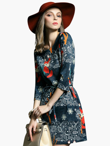 Séduisante robe skater mode coton bleu océan